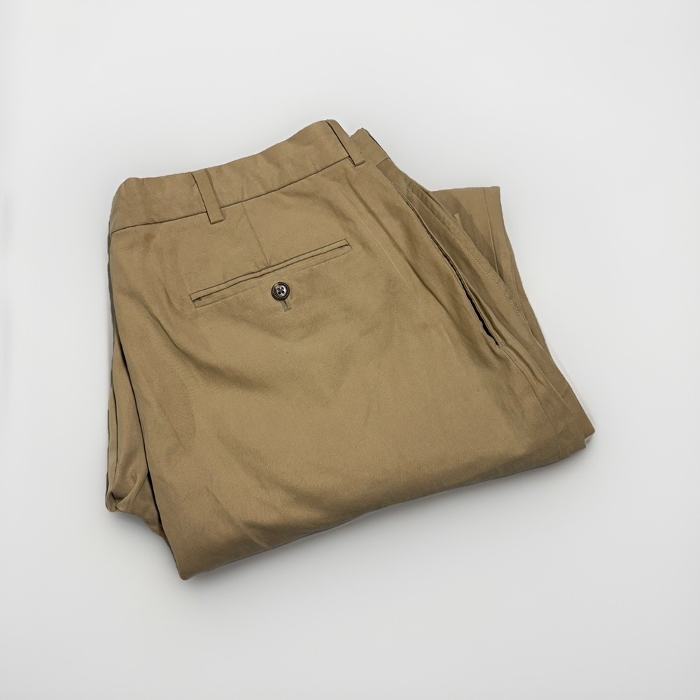 Ralph‎ Lauren Polo Golf Pants Mens 38x32 Brown Pleated Cuffed Silk Cotton Blend